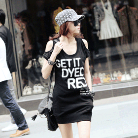 [스타일추천]09826.레드프린팅 원피스/살짝 드러난 어깨라인은 큐트하면서 섹시한 여성미 스타일 연출~/소라,블랙,그레이 세가지 색상~