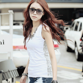 09528.백라인 레이스 나시/뒷면 레이스 시스루 디자인 포인트! 