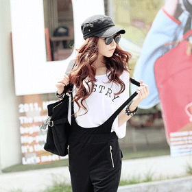 09379.인더스트리 티셔츠/앞뒤언발 디자인/부드러운 감촉의 라운드티셔츠