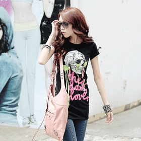 09401.슬림핏 스컬 T/슬림핏/스컬프린팅 포인트/핏감 신축성 굿!!