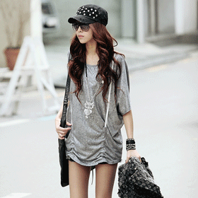 [인기상품]09122.써스펜더 셔링 티/스타일리쉬하고 발랄한 캐쥬얼룩 코디연출/밑단 자연스러운셔링디자인