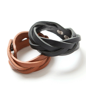 09924.가죽 꽈배기 뱅글 