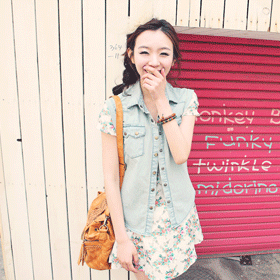 [인기상품]03345. 델마와 루이스 /데님 베스트남방/매력적인 연청컬러/레트로 무드/원피스에 스타일포인트 굿!