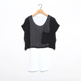 [MD추천]00360. 유니크 쉬폰티/나시와 티셔츠를 레이어드 세트상품/시스루한 느낌을 주면서 깔끔하게 스타일링~