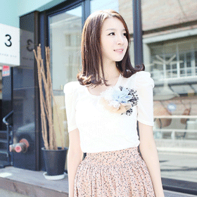00352.퍼프 슬리브리스 라운드티/스커트와 러블리한 감성과 팬츠와 페미닌룩으로 연출!