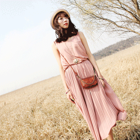 [스타일추천]03483.플로우 스틱 원피스/하늘하늘 거리는 실루엣으로 여성스럽고 로맨틱한 연출/퀄리티 좋은 코튼 소재에 신축성도 좋아 편안