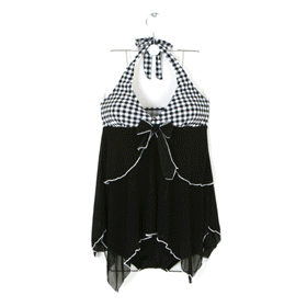 09341. 체크 탑 비키니 2p -K