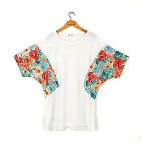 [특가]00472.플라워 칼라패턴 박시티