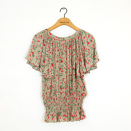 00514.플로럴 밴딩 블라우스