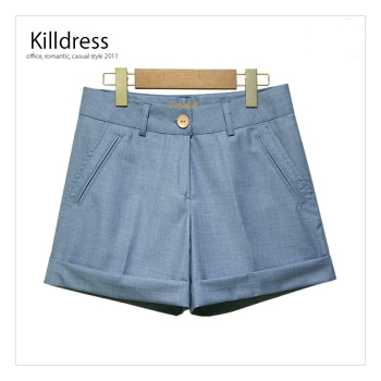 [55~77사이즈까지]P110414000867.기본 심플플라인 입술포켓 장식 카브라 3부 팬츠_L1145