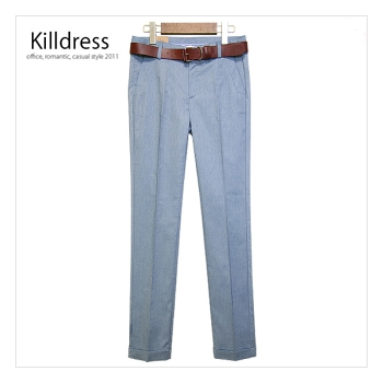 P110415001281.[하이퀄리티+55~77사이즈까지]베이직 심플라인 사선포켓 카브라 일자 팬츠_L1147