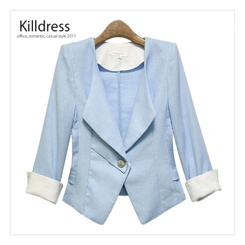 [여름까지 활용100%]P110419001532.트랜드를 앞서가는 노카라 7부소매 원버튼 숏자켓_L1157