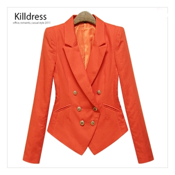 ★자체제작+55~77사이즈까지★P110415001164.하이퀄리티 슬림라인 입술포켓장식 금장더블 린넨자켓_L1