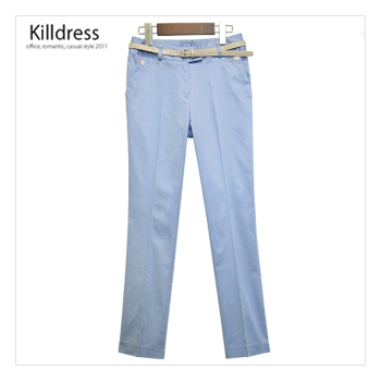 [벨트SET+55~77사이즈까지]P110310000609.벨트SET 자개단추장식 포인트 심플라인 일자팬츠_L1089