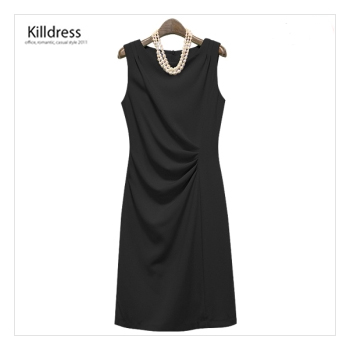 ★한정수량★진주목걸이SET+77사이즈까지★목걸이SE T우아한 셔링이 돋보이는 어깨주름 민소매