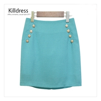 P110530001116.[여름신상+브랜드퀄리티]시원한 고급소재 매력적인 핏의 금장버튼장식 미니스커트_L1209