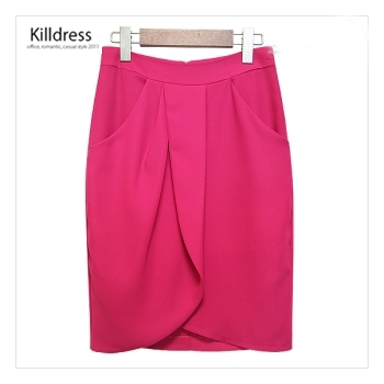 HOT~튤립스커트 럭셔리 랩스타일 주머니 앞셔링 튤립라인 스커트_L1173