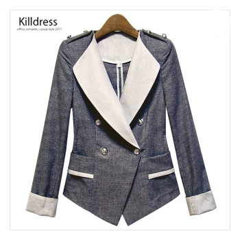 P110404001784.도시적이고 세련된 라인의 레이스배색 더블자켓_L1127 