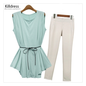 P110506000598.[3SET+88사이즈까지]보들보들 루즈핏360도 민소매 티셔츠+허리끈+편안한 심플 허리밴딩 레깅스/팬츠_ L1180