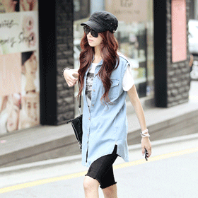 [인기]09967. 블루 데님 베스트 VT-ST/밝은 톤으로 화사한 느낌이 가득 담겨 있고 여러 계절 다양하게 활용할 수 있는 만능 아이템!