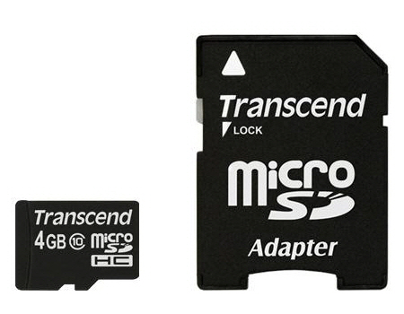 [Transcend] Micro-SD(Class10/SD어댑터포함) 4GB Flash메모리카드