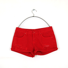 00575. 레드 데님숏팬츠