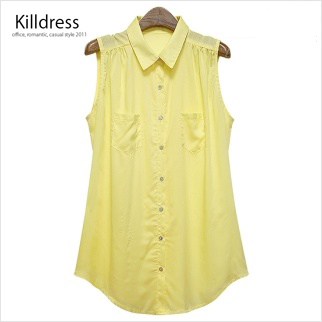 L1232[여름신상+77사이즈까지]기본카라 A라인 루즈핏 민소매 셔츠 블라우스