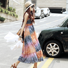 10111 무지개 롱 원피스 