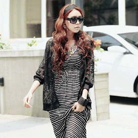 10110 플라워 시 스루 가디건 