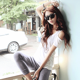 ***인기** 10189 어깨 컷팅 티