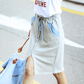 00230 데님 포인트 스커트 