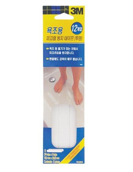 3M 미끄럼방지테이프 욕실용 투명(12입) #7642NA 