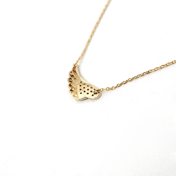 00023 큐빅 날개 골드 목걸이 