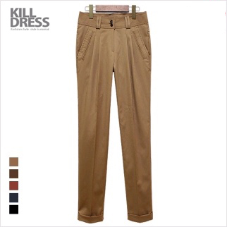 [가을신상+77사이즈까지~!!]세련된 심플라인 입술포켓장식 포인트 카브라 팬츠_L1307