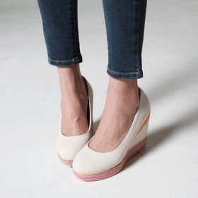 09062 유니크 배색 포인트 웨지힐 