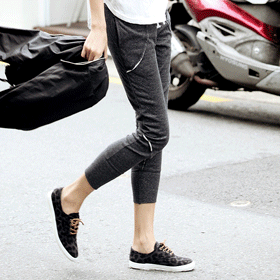 00371 컷팅 디테일 코튼 팬츠 