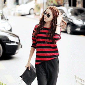 00373 스트라이프 7부 롤업 T