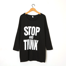 00415 프린팅 롱 박스 티