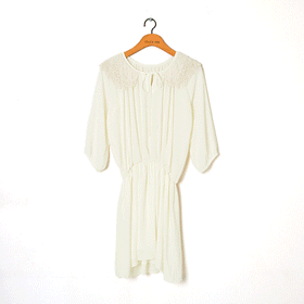 00437 레이스 카라 쉬폰 원피스 