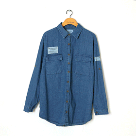 00435 와펜 포인트 박시 남방 