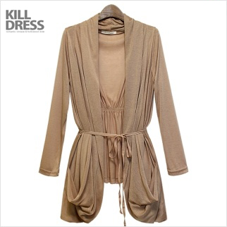 [가을신상+77사이즈까지~!!]스타일리쉬 네추럴숄카라 허리끈 가디건_L1320