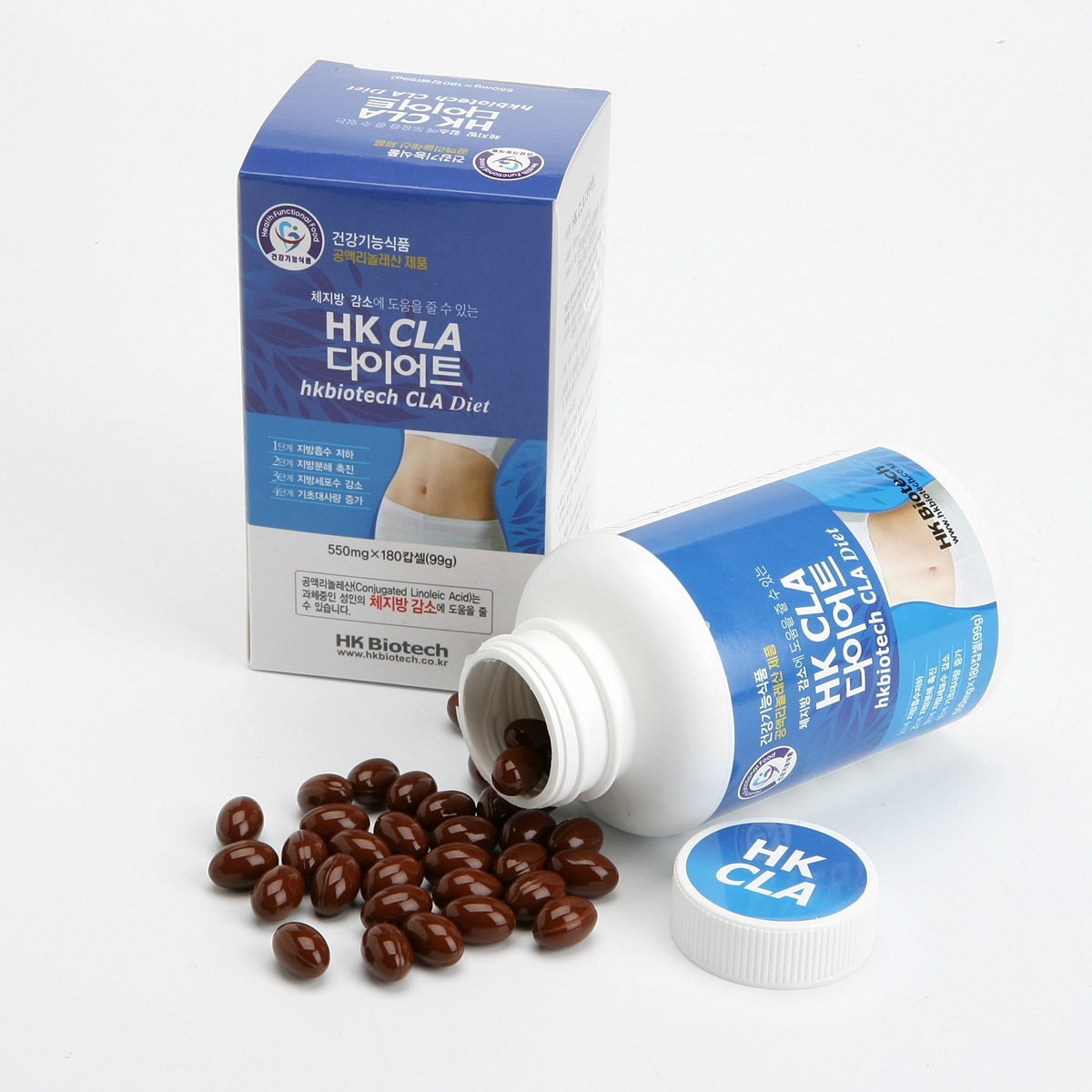 HK CLA 다이어트 550mg 180캡슐 1병 (지방흡수, 체지방 감소에 도움)
