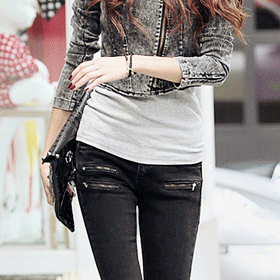 00462 언발란스 지퍼 스키니 