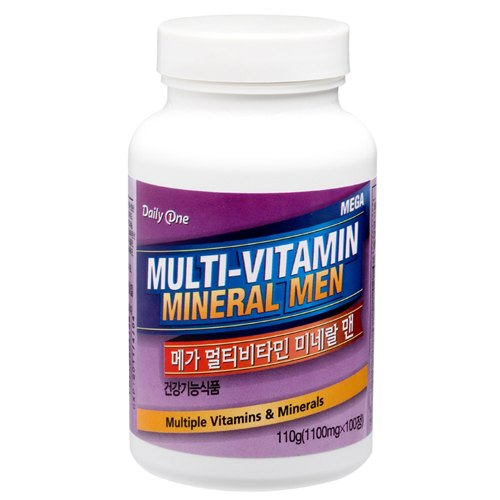 데일리원 메가 멀티비타민 미네랄 맨 1100mg 100정(3개월) 1병 (식물성)