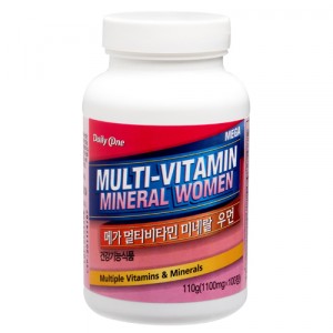 데일리원 메가 멀티비타민 미네랄 우먼 1100mg 100정(3개월) 1병 (식물성)