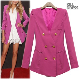 [자체제작+77사이즈까지]세련된 디자인 노카라 슬림 더블 자켓_L1329