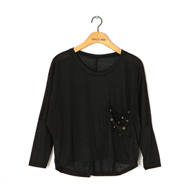 00528 펀칭 포켓 라운드 티 