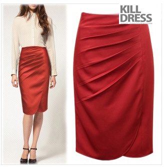 세련된 디자인 랩스타일 셔링 H라인 스커트_L1350