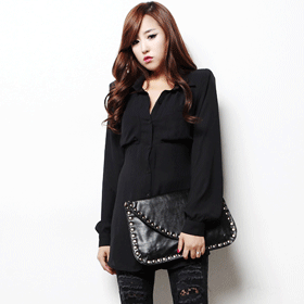 10857 쉬폰 뒷 트임 남방 