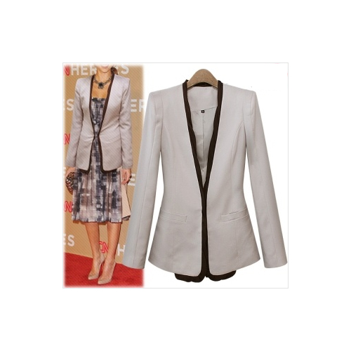 브랜드퀄리티 노카라 꼬임배색 파워숄더 슬림 자켓_L1364 